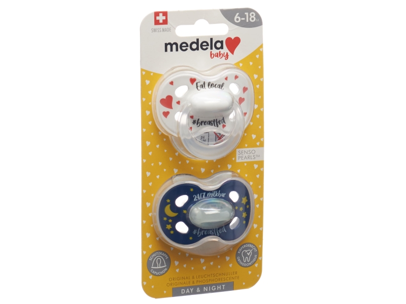 MEDELA Baby sucette day & night 6-18 breastfed 2 pièces