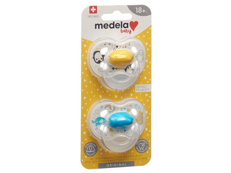 MEDELA Baby sucette original 18+ jaune et bleu 2 pièces