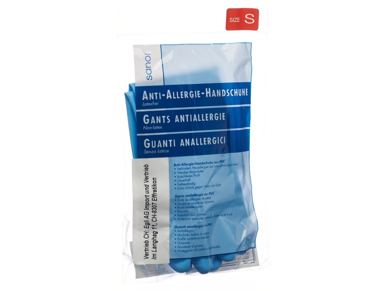 SANOR anti-allergie gants PVC S bleu 1 paire